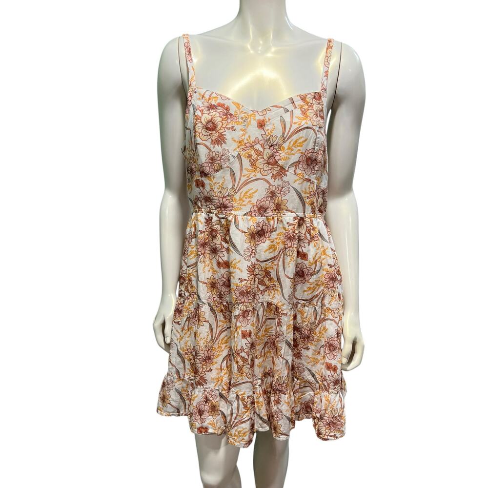 NWT American Eagle Babydoll Mini Dress Cream Floral Print Size Large